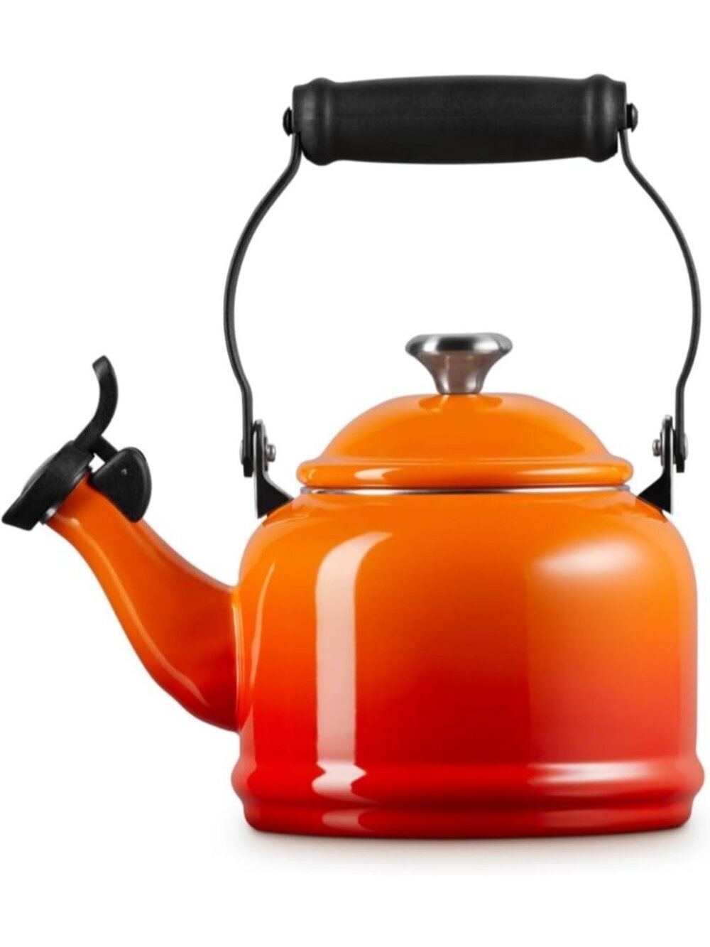 Orange Red Enamel Steel Demi Teakettle 1.25QT Stainless steel Pot For Kitchen - Picture 3 of 7